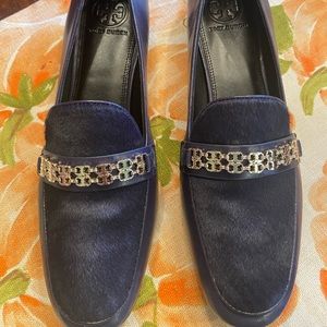 Tory Burch ‘gemini' Cow Fur Metal Link Leather Loafers